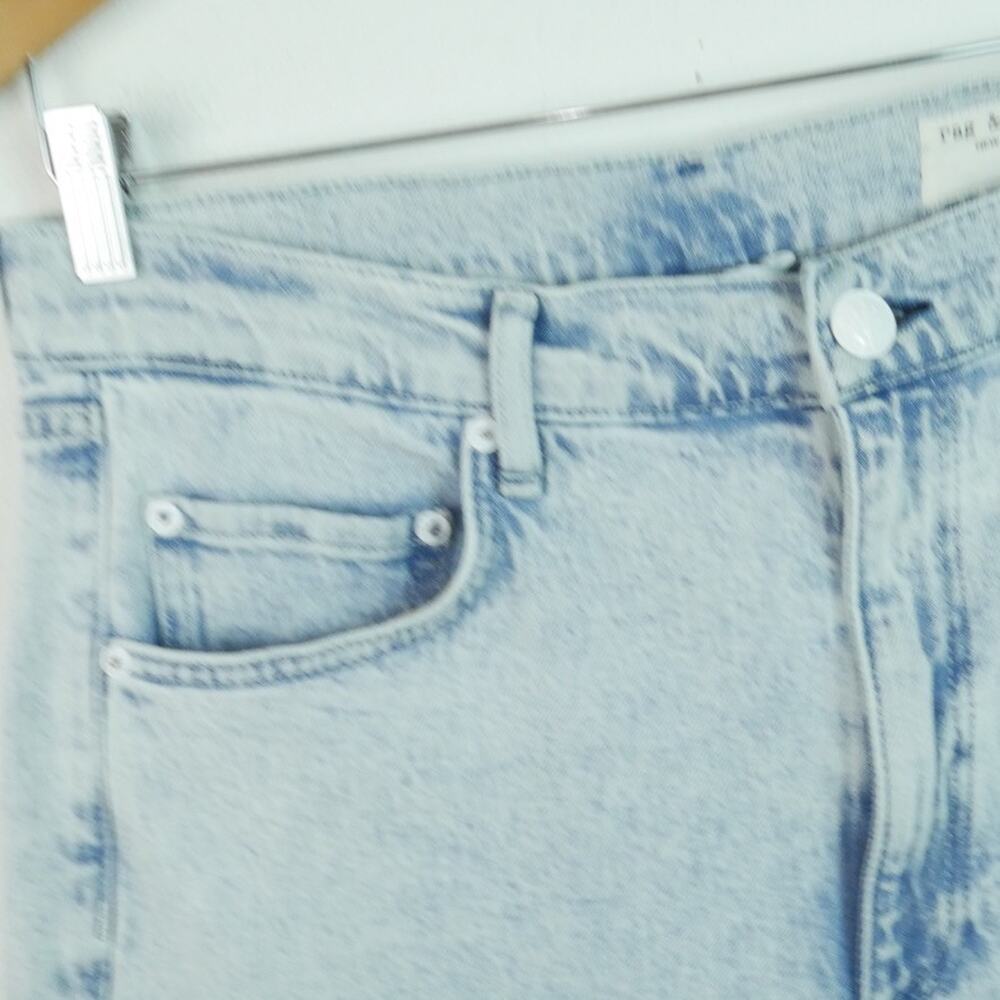 Rag & Bone Harlow Mid Rise Straight Jeans Size 32 Light Wash Raw Hem Raquel - Picture 4 of 12